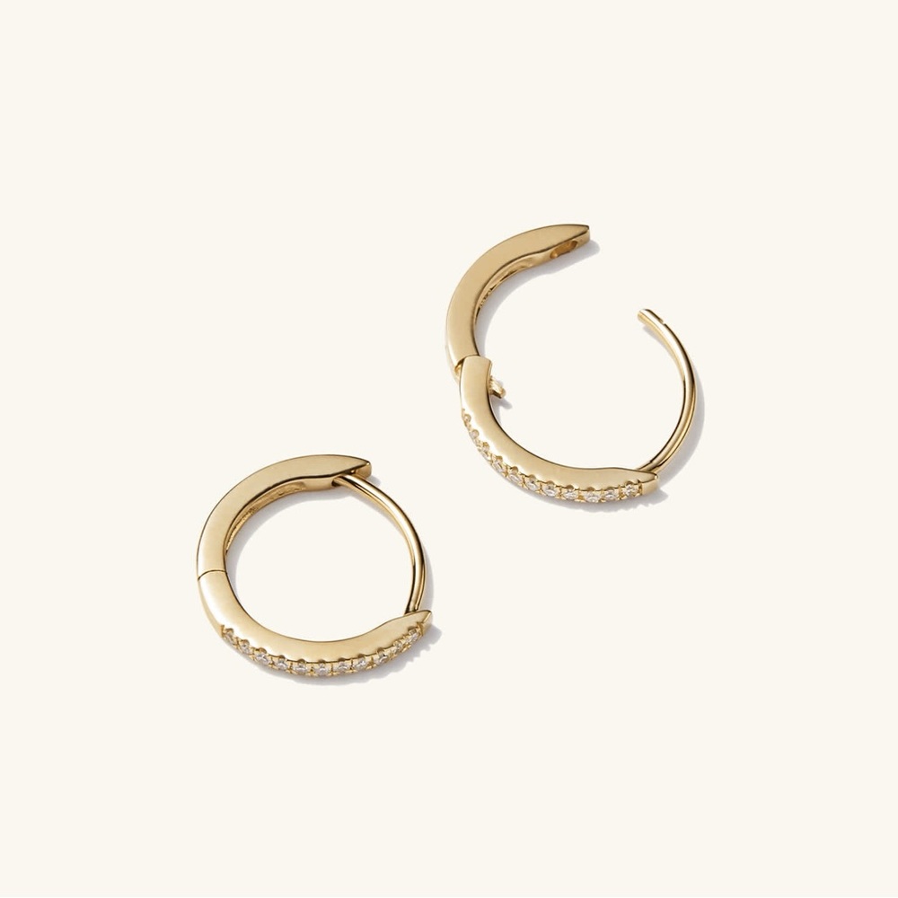 OBO- Mejuri Pave 14k gold diamond huggie hoops